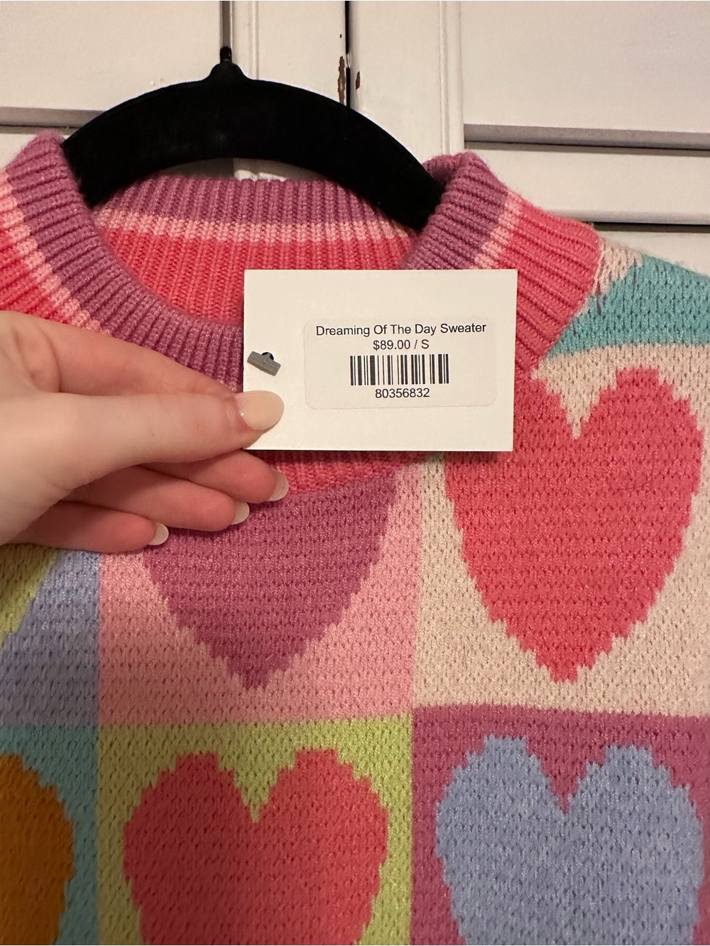 THML Multi-Color Heart Pattern Crewneck Sweater - Picture 2 of 2